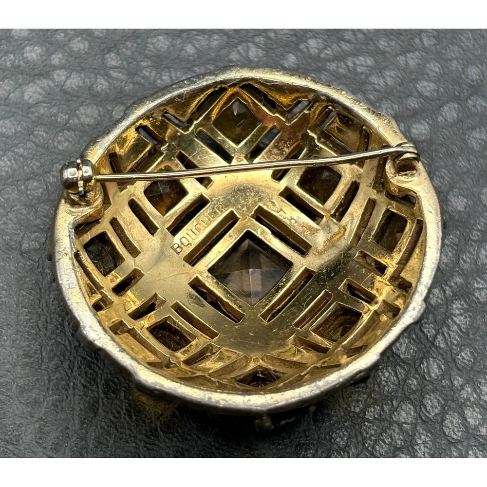 Marcel Boucher Vintage Dome Rhinestone Checkerboard Brooch